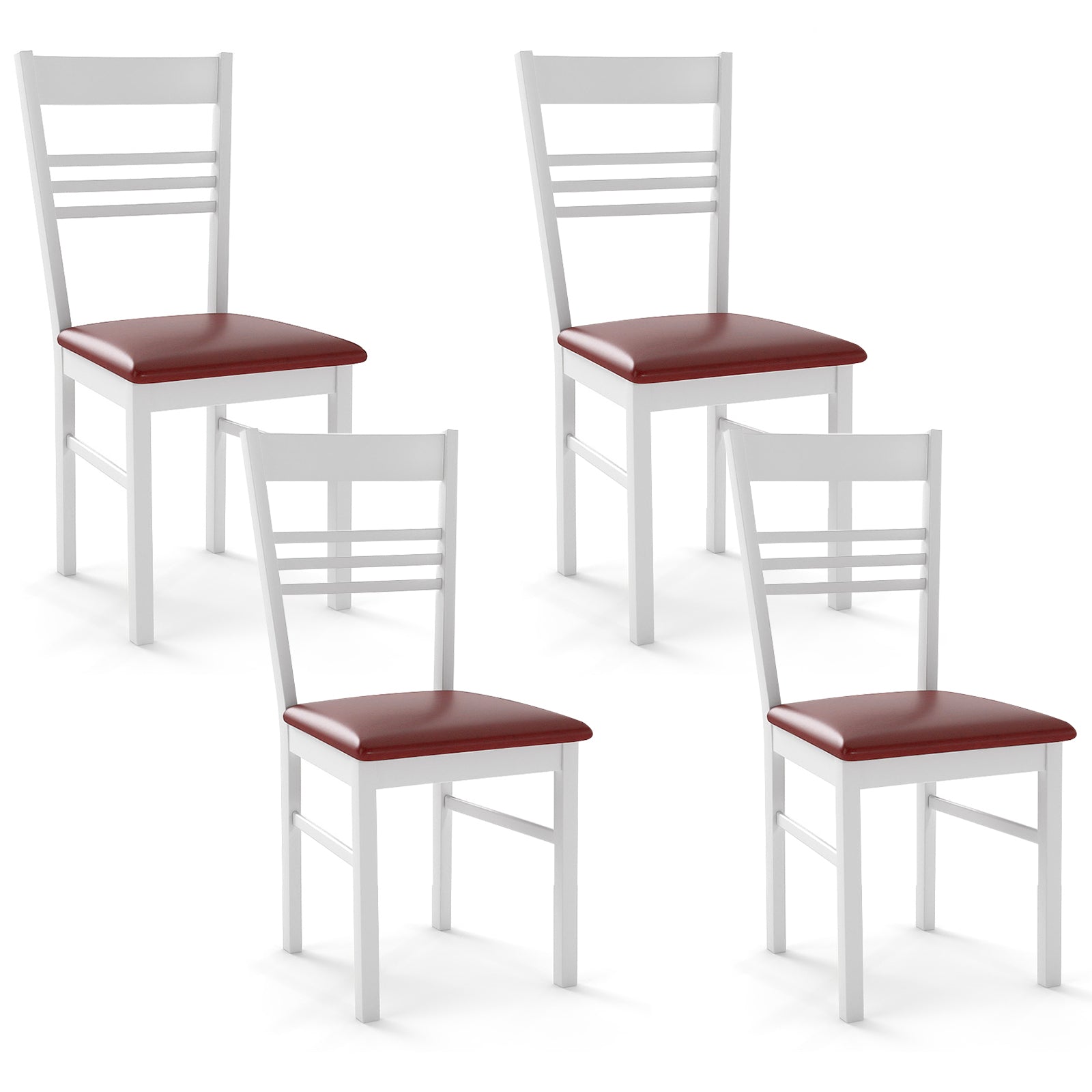 Wood Dining Chairs Set of 4 with Rubber Wood Frame, White Dining Chairs White at Gallery Canada