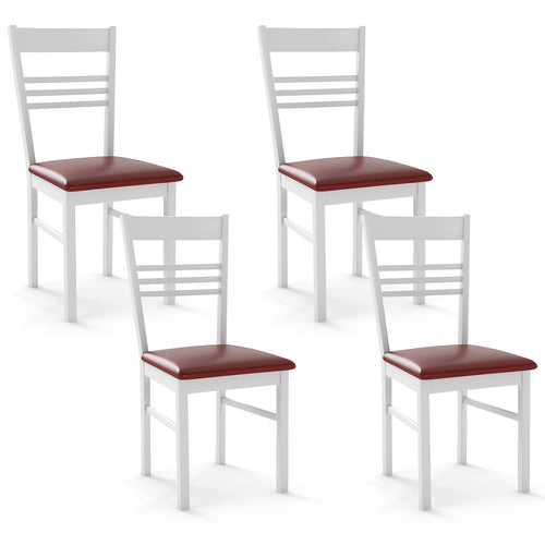 Wood Dining Chairs Set of 4 with Rubber Wood Frame, White