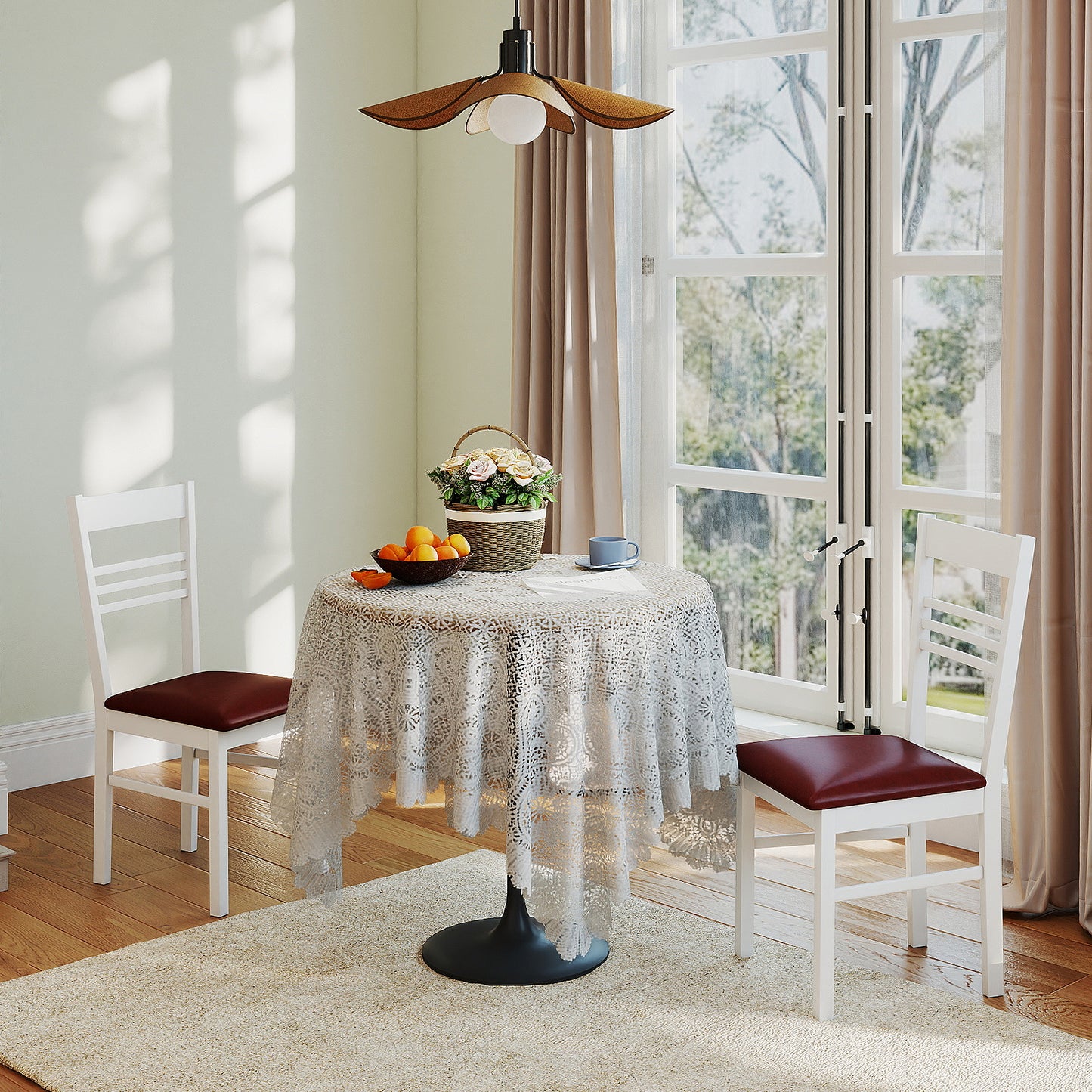 Wood Dining Chairs Set of 4 with Rubber Wood Frame, White Dining Chairs at Gallery Canada