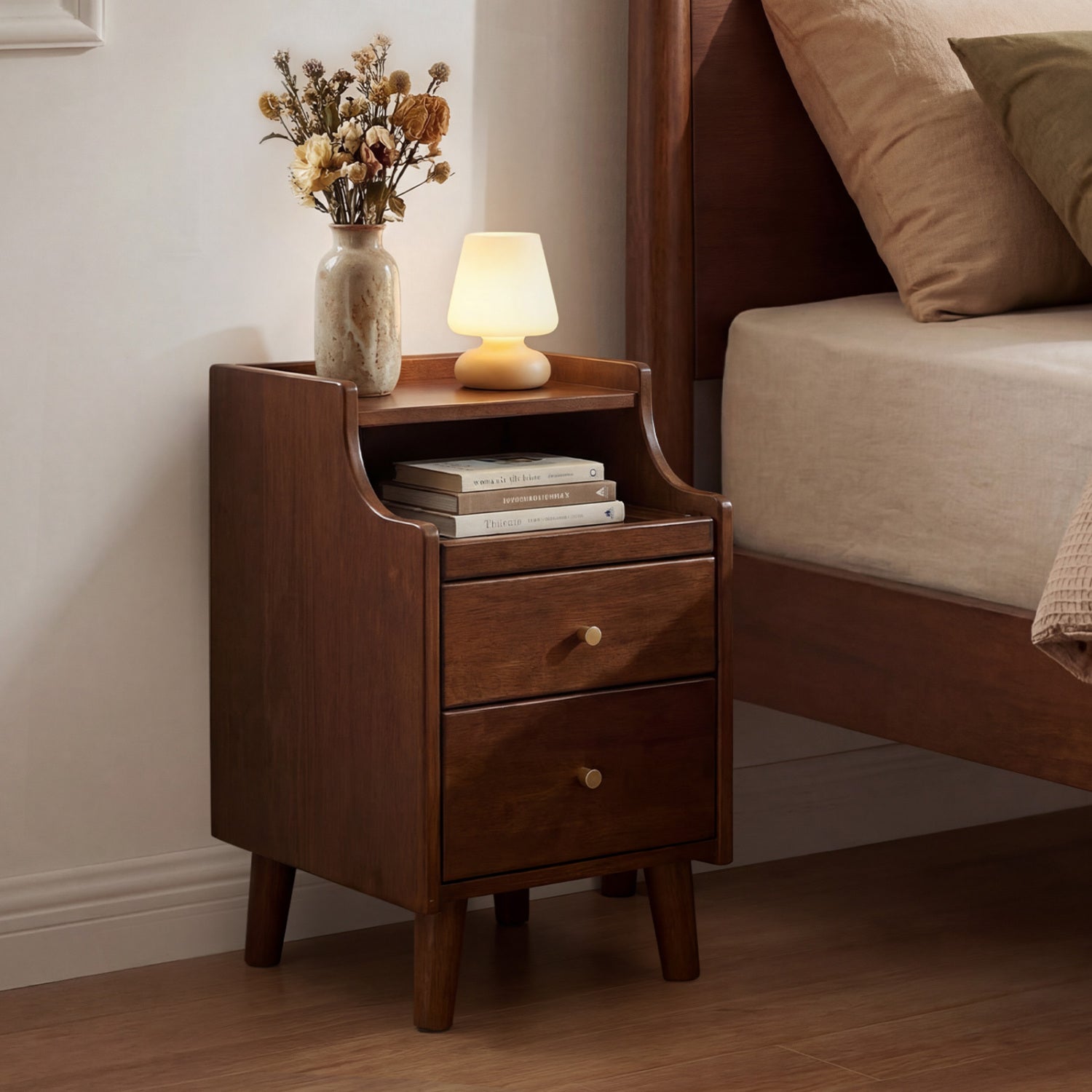 Wood Nightstand Set of 2 with Drawers, Brown Nightstands at Gallery Canada