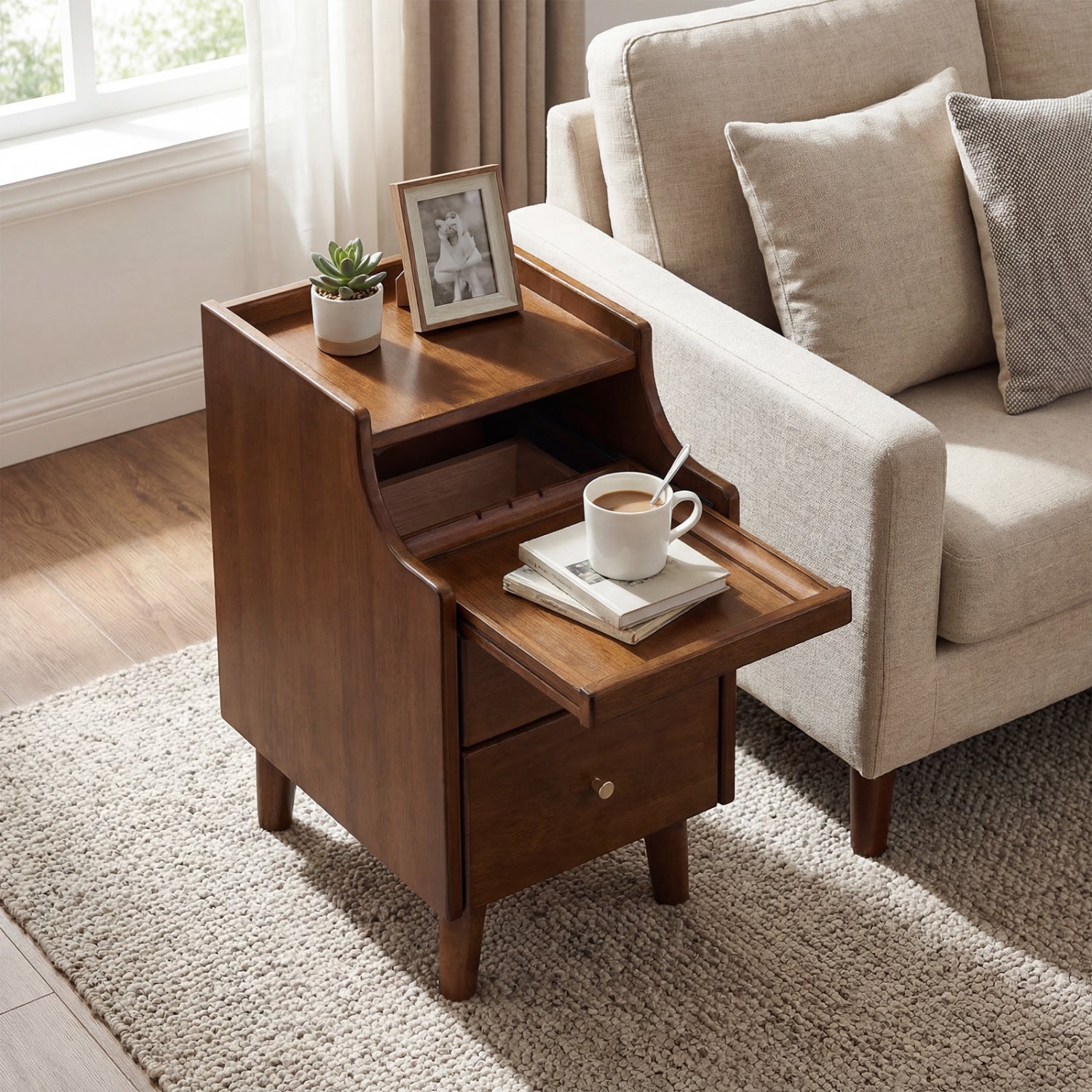 Wood Nightstand With Drawers, Brown Nightstands at Gallery Canada