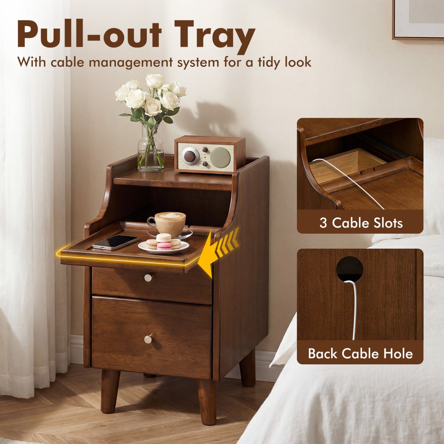 Wood Nightstand With Drawers, Brown Nightstands at Gallery Canada