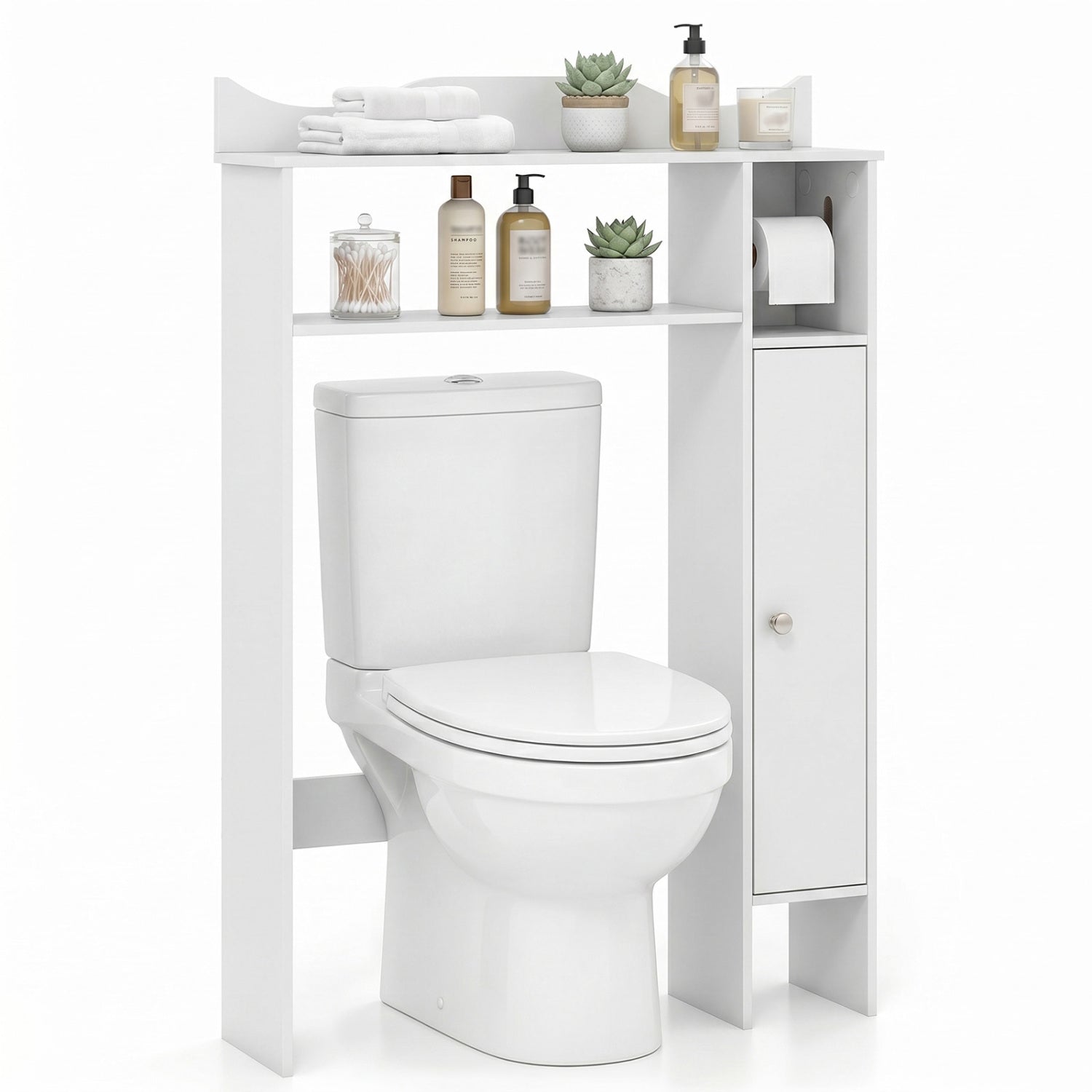 Wood Over Toilet Space Saver, Paper Holder And Shelf, White Bathroom Etagere at Gallery Canada