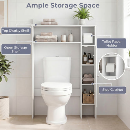 Wood Over Toilet Space Saver, Paper Holder And Shelf, White Bathroom Etagere at Gallery Canada