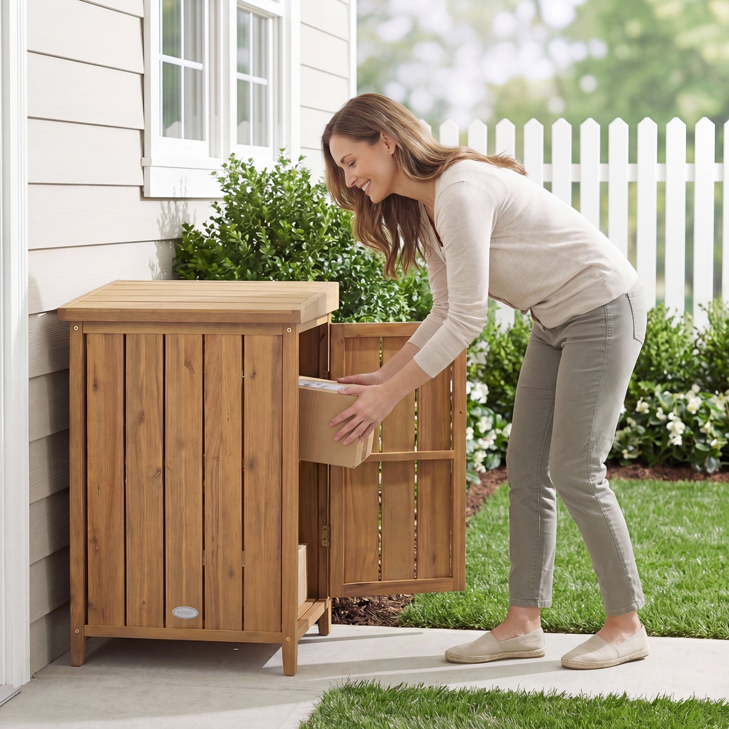 Wood Package Delivery Box, Openable Lid, Removable Shelf, Natural Sheds & Outdoor Storage at Gallery Canada