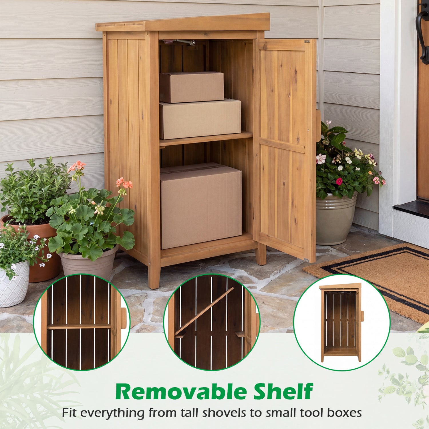 Wood Package Delivery Box, Openable Lid, Removable Shelf, Natural Sheds & Outdoor Storage at Gallery Canada
