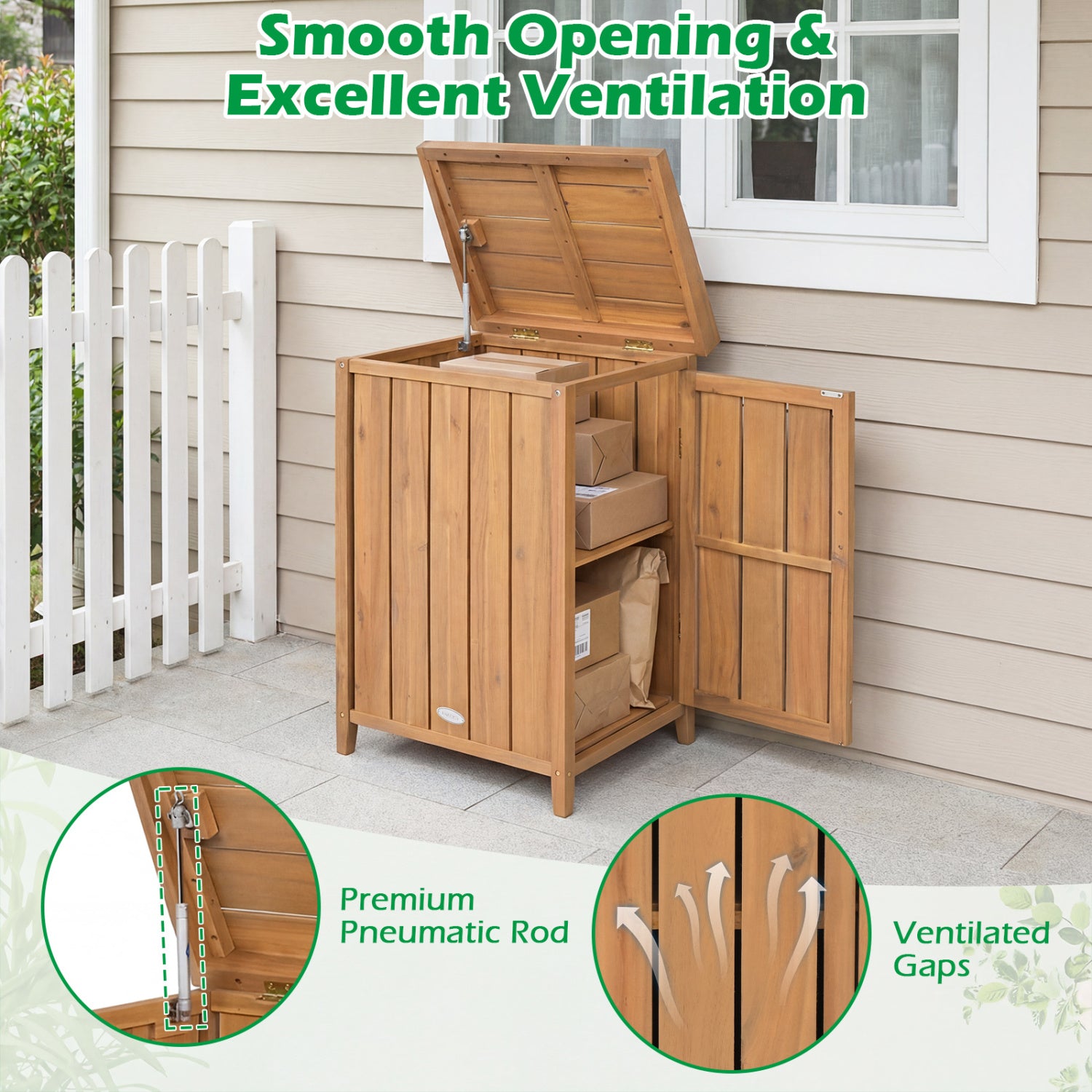 Wood Package Delivery Box, Openable Lid, Removable Shelf, Natural Sheds & Outdoor Storage at Gallery Canada