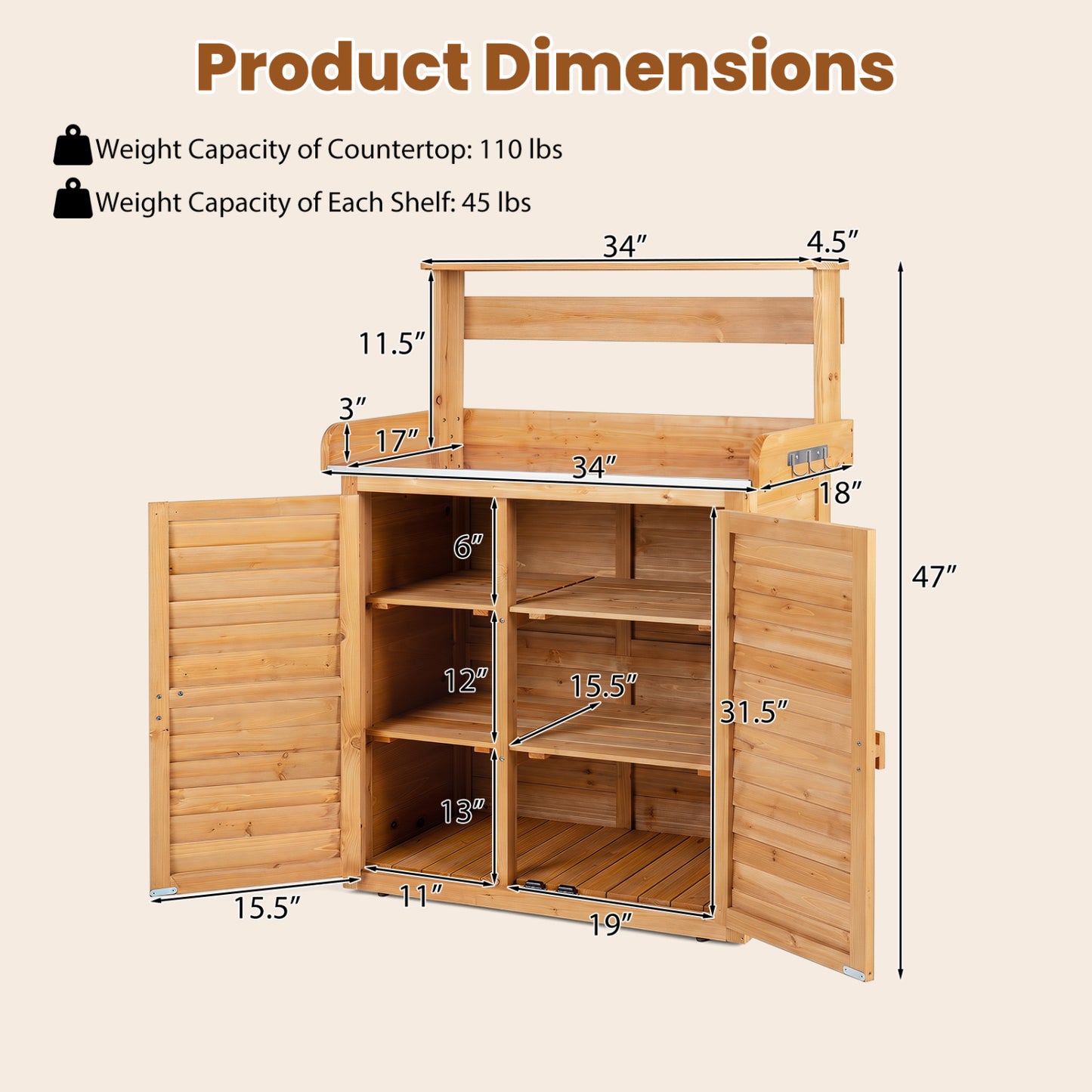 Wood Plant Workstation With Stainless Steel Tabletop