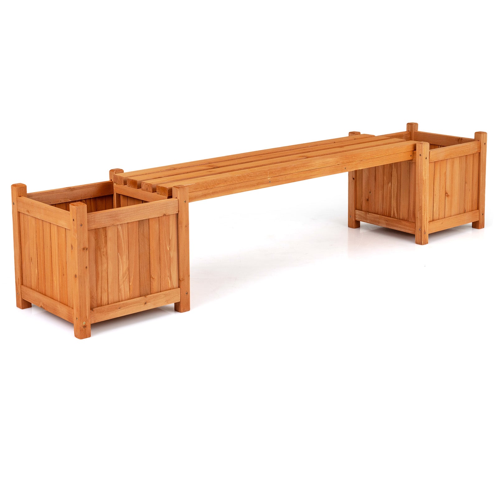 Hardwood Planter Box Bench, 2 Side Flower Boxes, Natural Potting Benches & Tables Natural at Gallery Canada