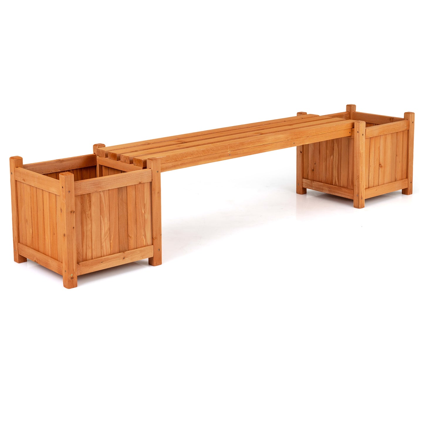Hardwood Planter Box Bench, 2 Side Flower Boxes, Natural Potting Benches & Tables Natural at Gallery Canada