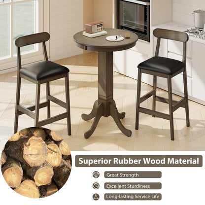 Wood Pub Round Dining Table with Pedestal Base, Gray Dining Tables at Gallery Canada