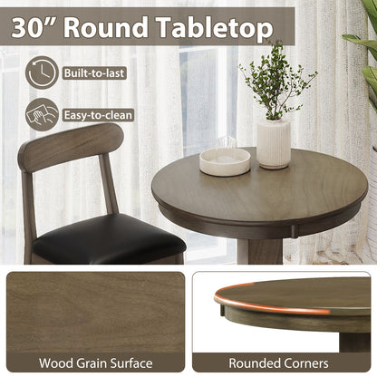 Wood Pub Round Dining Table with Pedestal Base, Gray Dining Tables at Gallery Canada