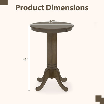 Wood Pub Round Dining Table with Pedestal Base, Gray Dining Tables at Gallery Canada