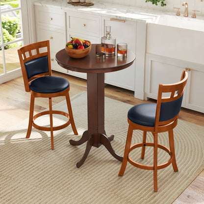 Ensemble de 2 tabourets de bar pivotants, siège en similicuir, 24", Espresso