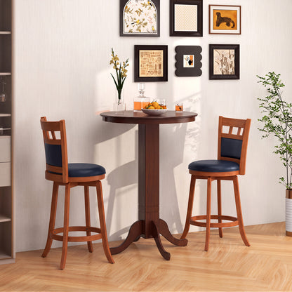Ensemble de 2 tabourets de bar pivotants, siège en similicuir, 24", Espresso