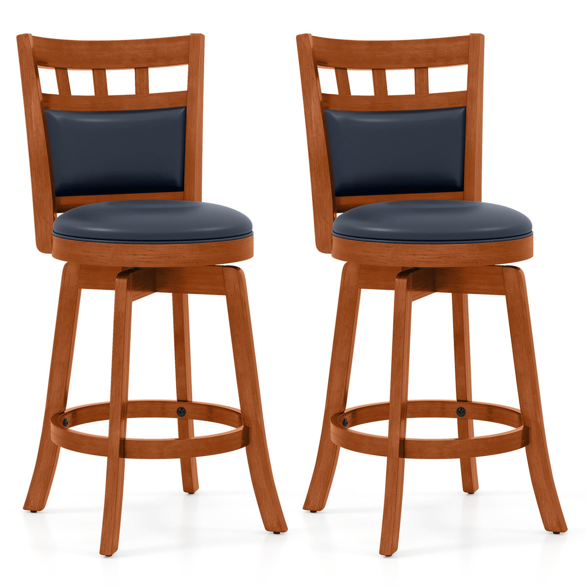 Ensemble de 2 tabourets de bar pivotants, siège en similicuir, 24", Espresso