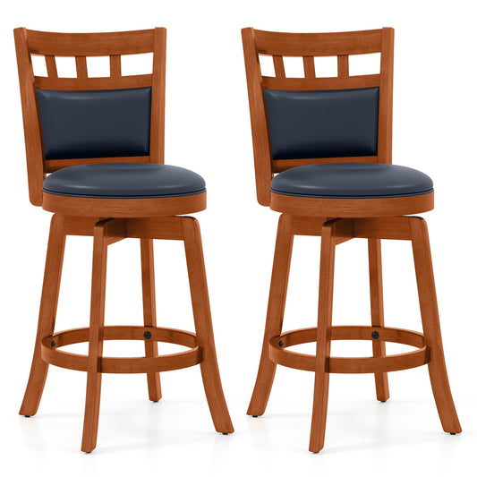 Swivel Bar Stools Set of 2, Faux Leather Seat, 24", Espresso Bar Stools Espresso at Gallery Canada
