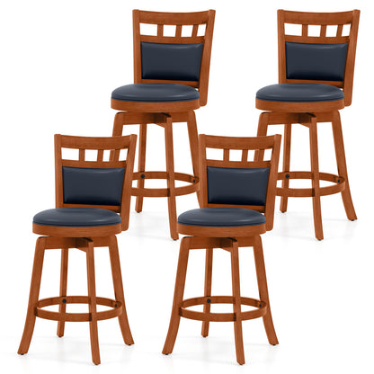 Ensemble de 4 tabourets de bar pivotants en bois, assise en similicuir, 24", Espresso