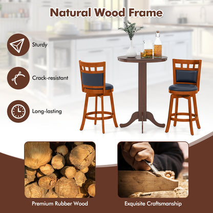 Ensemble de 4 tabourets de bar pivotants en bois, assise en similicuir, 24", Espresso