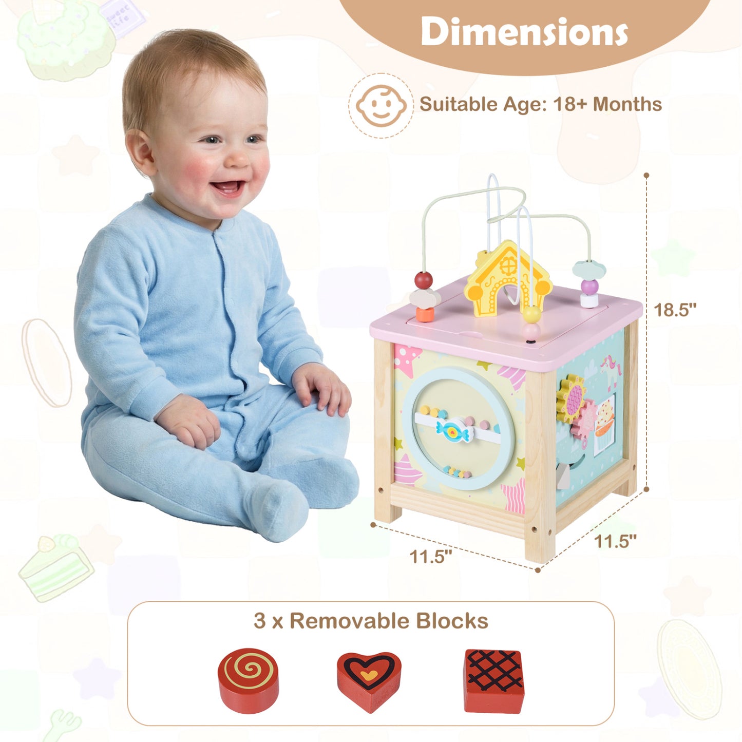 Wooden Activity Cube with Montessori Sensory Toys for 18+ Months Toddlers Learning Toys at Gallery Canada