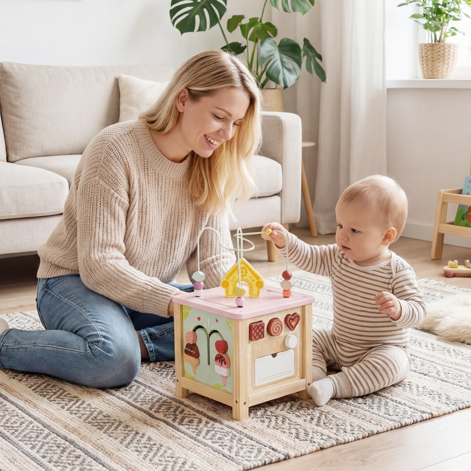 Wooden Activity Cube with Montessori Sensory Toys for 18+ Months Toddlers Learning Toys at Gallery Canada