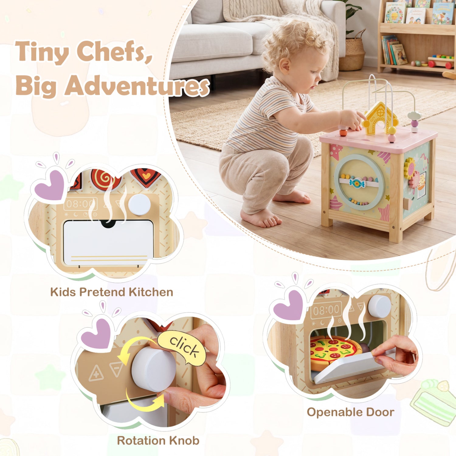 Wooden Activity Cube with Montessori Sensory Toys for 18+ Months Toddlers Learning Toys at Gallery Canada