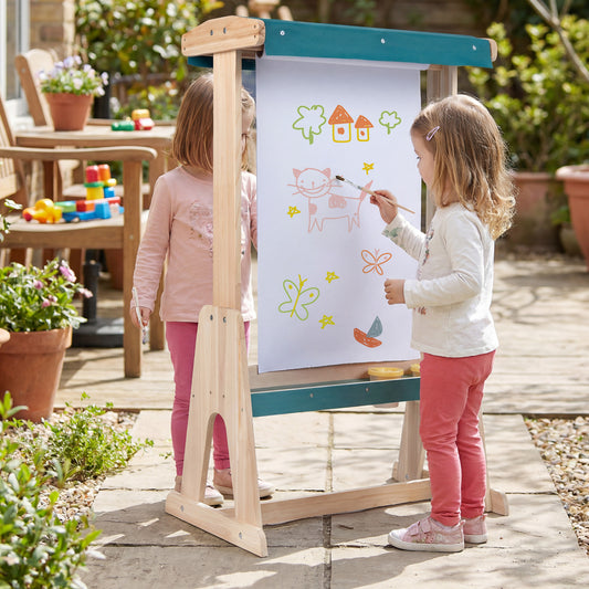 Wooden Art Easel for Kids with Transparent Board and Paper Roll, Natural Art Easels Natural at Gallery Canada