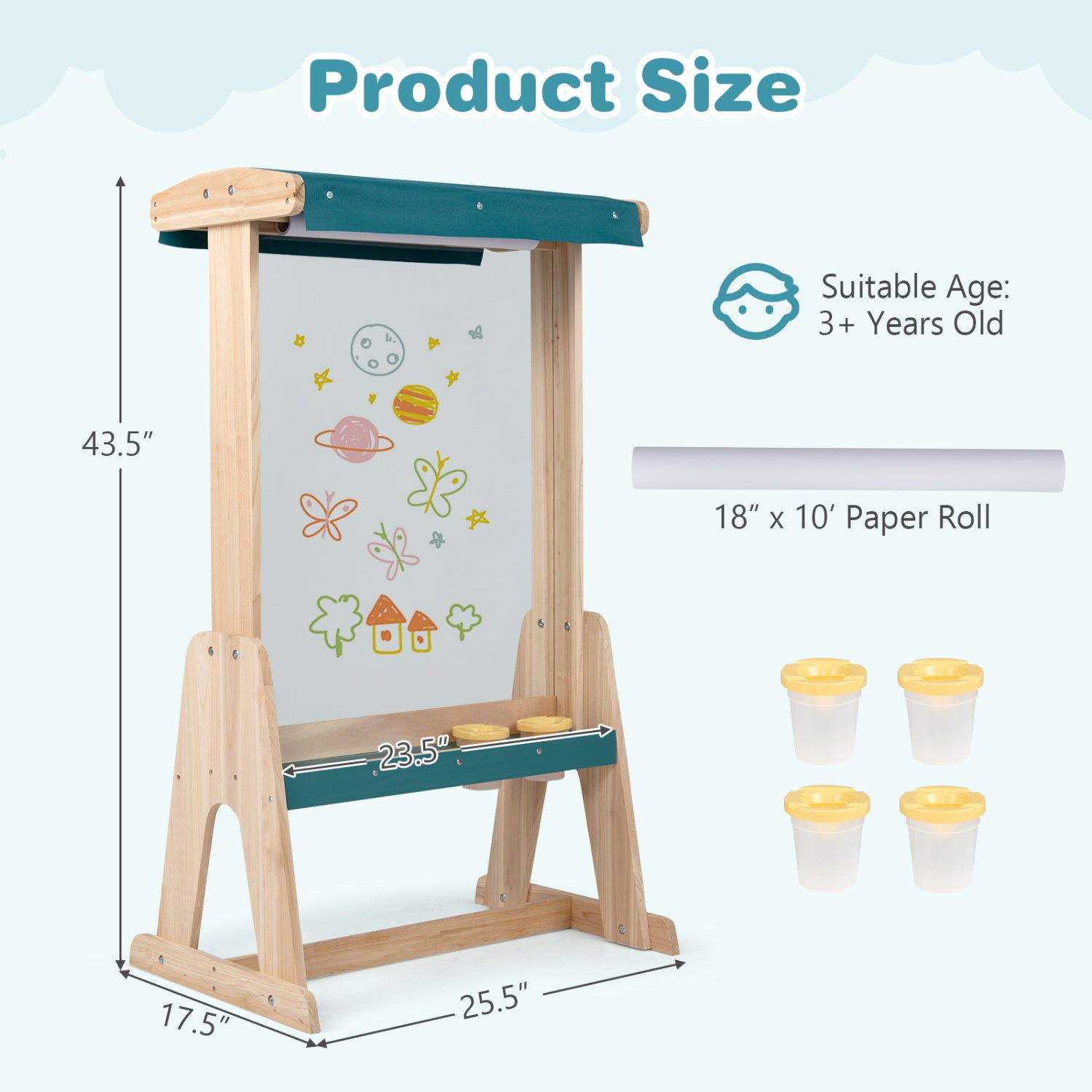 Wooden Art Easel for Kids with Transparent Board and Paper Roll, Natural Art Easels at Gallery Canada