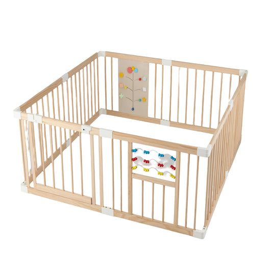 Wooden Baby Playpen, Adjustable Large Play Yard, Natural Baby Playpen & Playards Natural at Gallery Canada