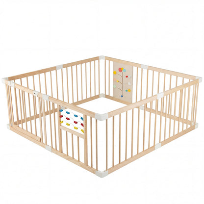 Wooden Baby Playpen, Adjustable Large Play Yard, Natural Baby Playpen & Playards Natural at Gallery Canada