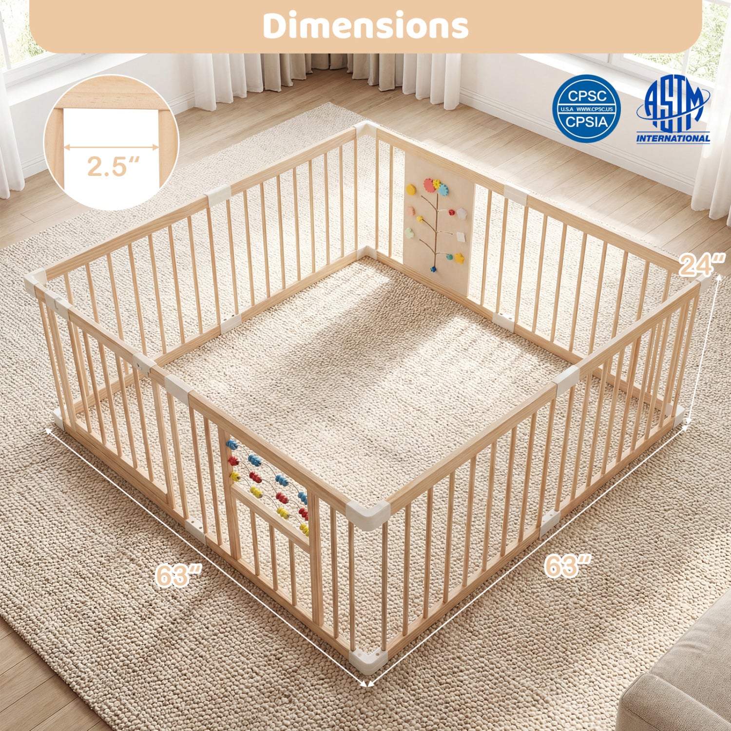 Wooden Baby Playpen, Adjustable Large Play Yard, Natural Baby Playpen & Playards at Gallery Canada