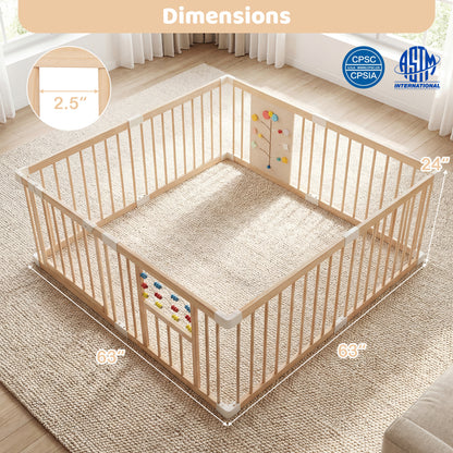 Wooden Baby Playpen, Adjustable Large Play Yard, Natural Baby Playpen & Playards at Gallery Canada