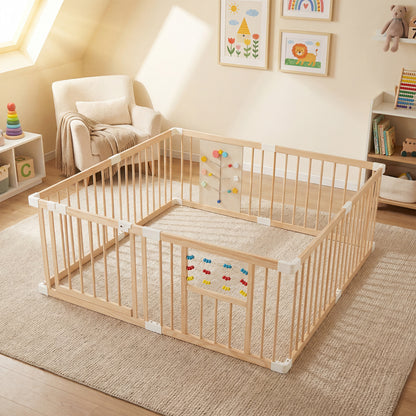 Wooden Baby Playpen, Adjustable Large Play Yard, Natural Baby Playpen & Playards at Gallery Canada