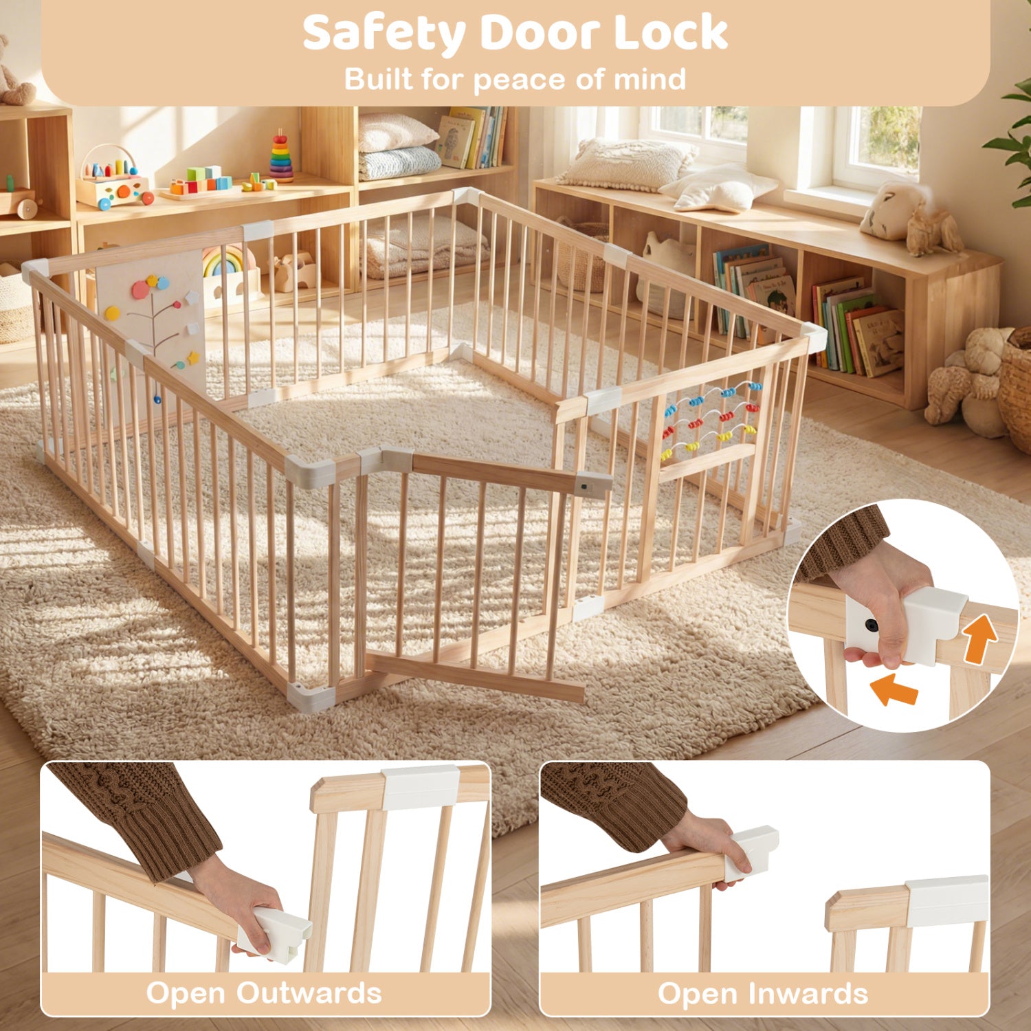 Wooden Baby Playpen, Adjustable Large Play Yard, Natural Baby Playpen & Playards at Gallery Canada