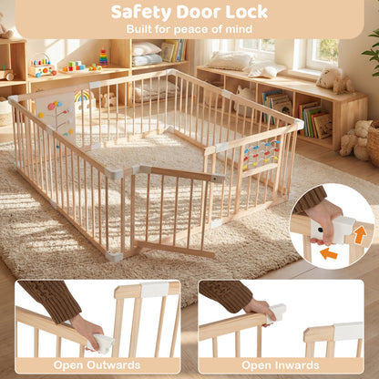 Wooden Baby Playpen, Adjustable Large Play Yard, Natural Baby Playpen & Playards at Gallery Canada