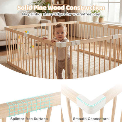 Wooden Baby Playpen, Adjustable Large Play Yard, Natural Baby Playpen & Playards at Gallery Canada