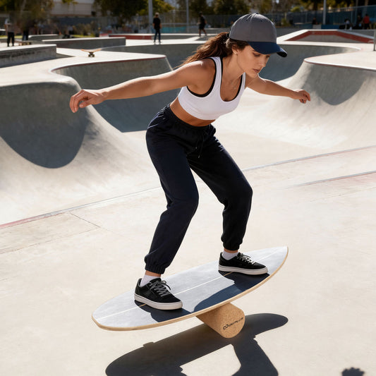 Wooden Balancing Board with Cork Roller and Storage Rack to Exercise-HS, Black Sport Equipments Black at Gallery Canada