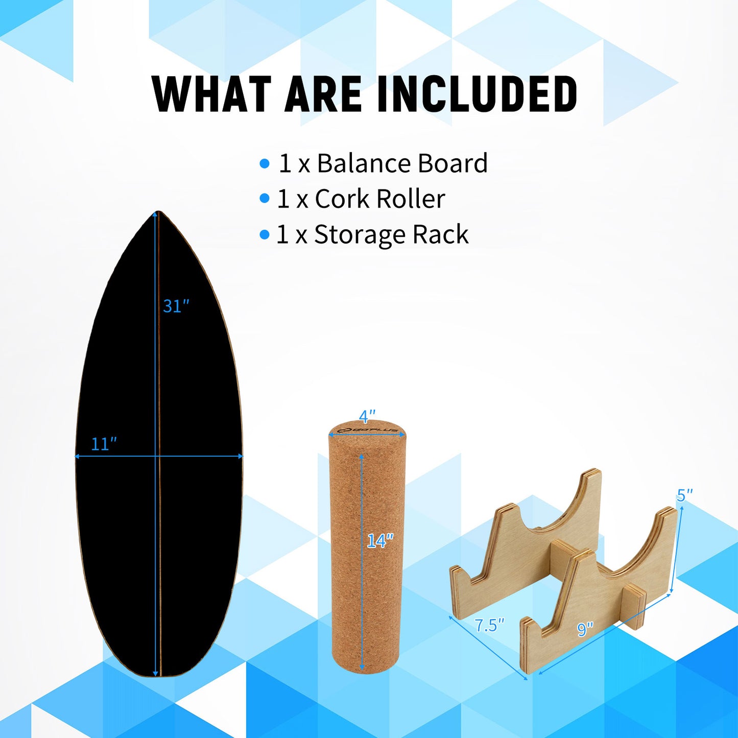 Wooden Balancing Board with Cork Roller and Storage Rack to Exercise-HS, Black Sport Equipments at Gallery Canada