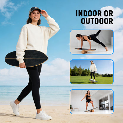 Wooden Balancing Board with Cork Roller and Storage Rack to Exercise-HS, Black Sport Equipments at Gallery Canada