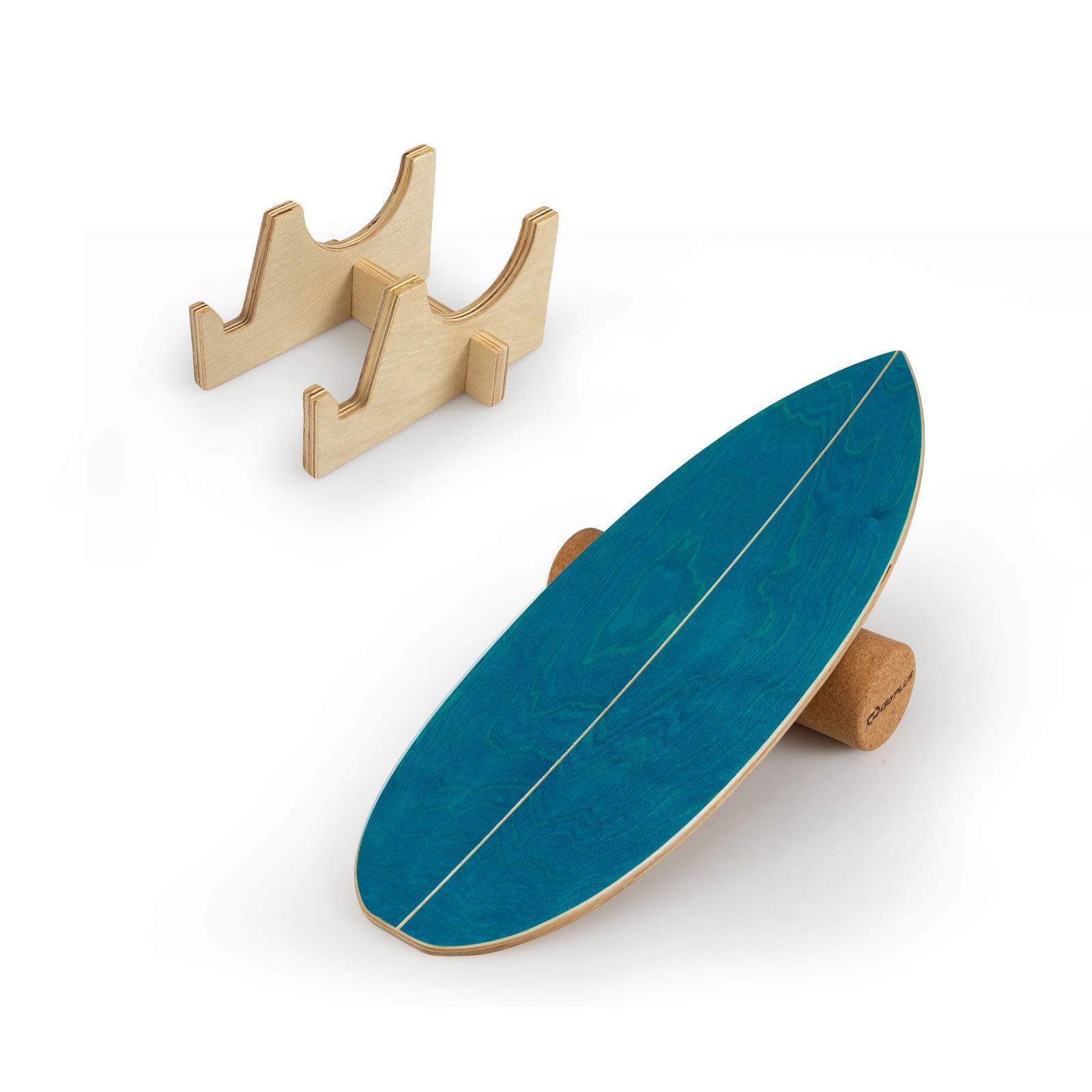 Wooden Balancing Board with Cork Roller and Storage Rack to Exercise-SE, Blue Sport Equipments Blue at Gallery Canada