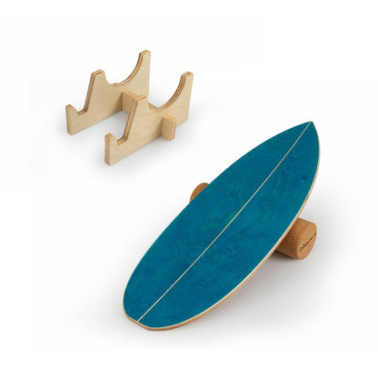 Wooden Balancing Board with Cork Roller and Storage Rack to Exercise-SE, Blue Sport Equipments Blue at Gallery Canada