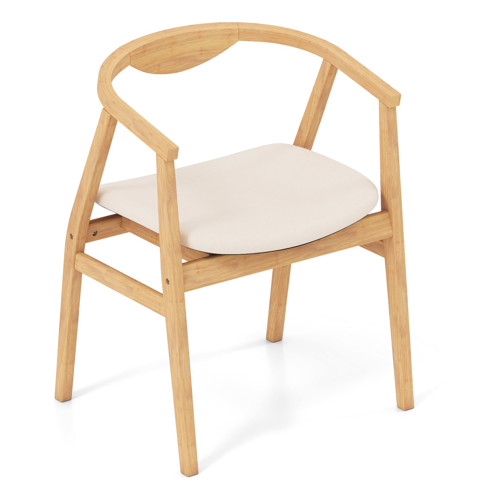 Wooden Bamboo Accent Chair with Armrest and Curved Backrest, Natural Accent Chairs at Gallery Canada