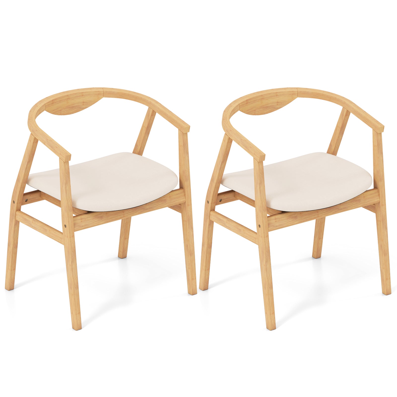 Wooden Bamboo Accent Chair with Armrest and Curved Backrest, Natural Accent Chairs at Gallery Canada