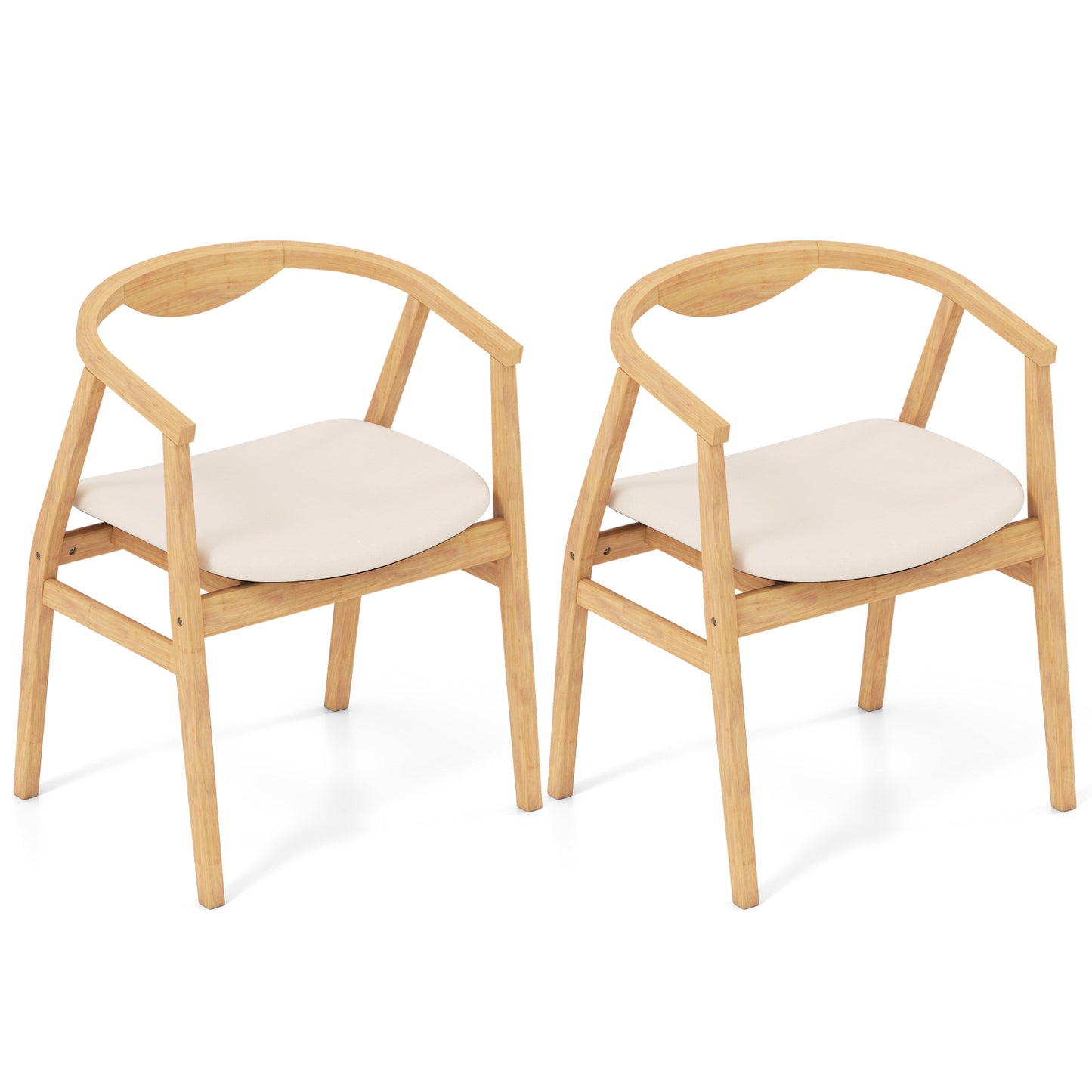 Wooden Bamboo Accent Chair with Armrest and Curved Backrest, Natural Accent Chairs Natural at Gallery Canada