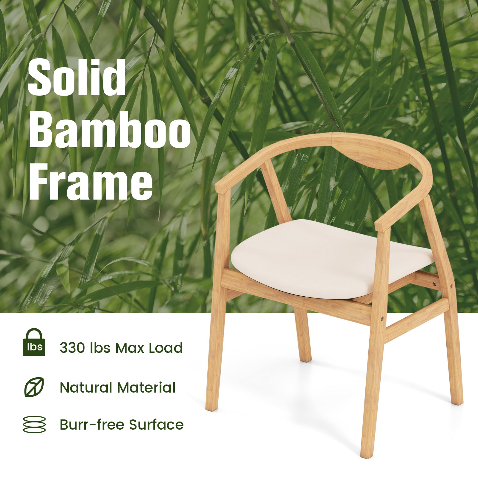 Wooden Bamboo Accent Chair with Armrest and Curved Backrest, Natural Accent Chairs at Gallery Canada