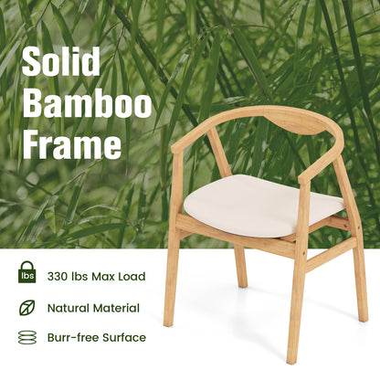 Wooden Bamboo Accent Chair with Armrest and Curved Backrest, Natural Accent Chairs at Gallery Canada