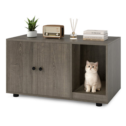Wooden Cat Litter Box Enclosure Hidden Litter Box Furniture with Scratching Board, Oak Cat Houses Oak at Gallery Canada