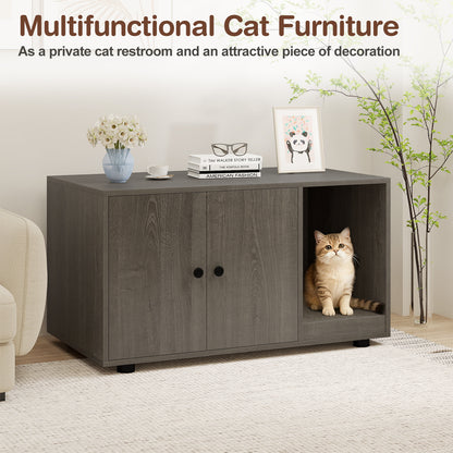 Wooden Cat Litter Box Enclosure Hidden Litter Box Furniture with Scratching Board, Oak Cat Houses at Gallery Canada