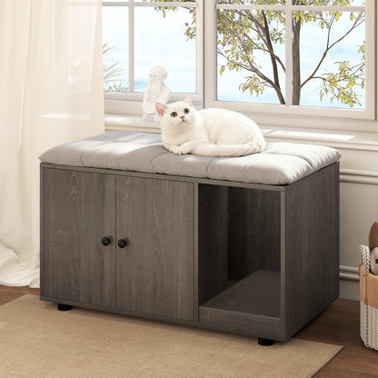 Wooden Cat Litter Box Enclosure Hidden Litter Box Furniture with Scratching Board, Oak Cat Houses at Gallery Canada