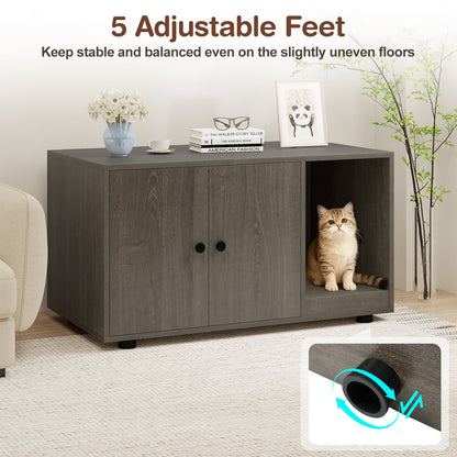 Wooden Cat Litter Box Enclosure Hidden Litter Box Furniture with Scratching Board, Oak Cat Houses at Gallery Canada